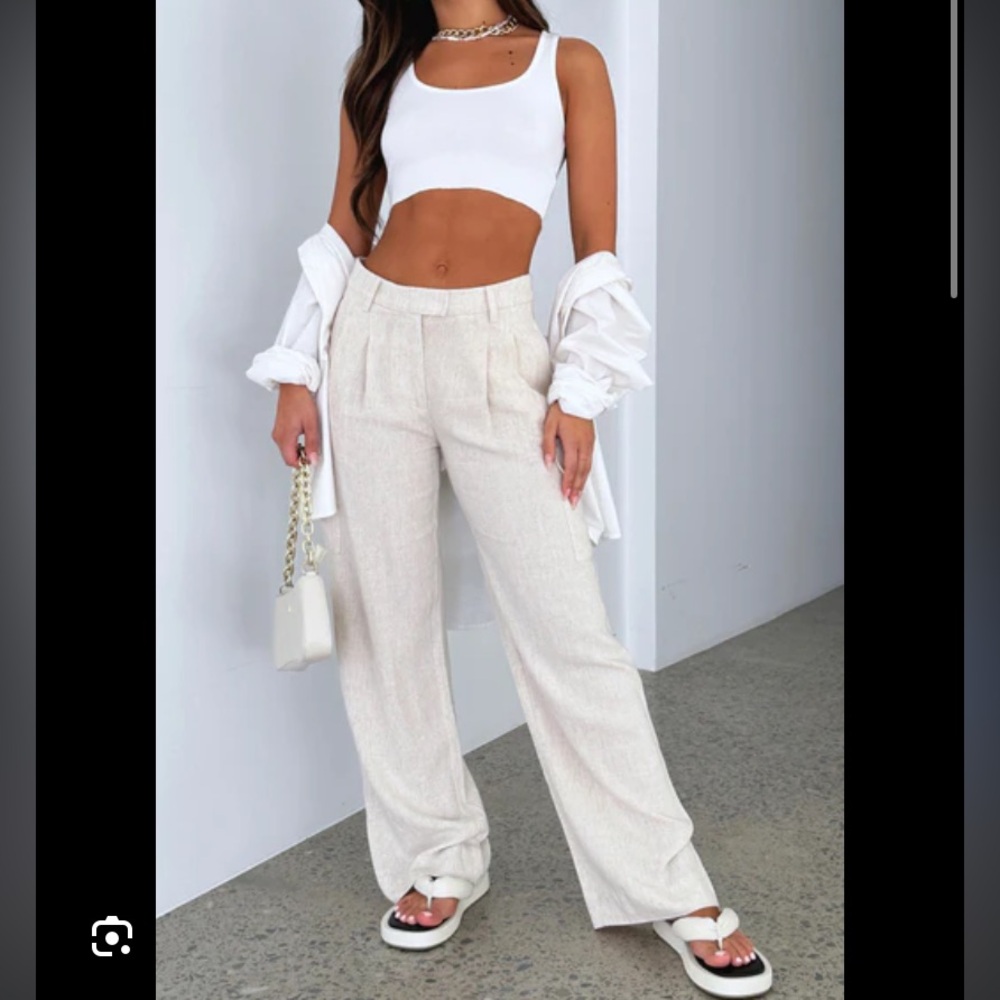 White Fox Linen Pants in Oat New